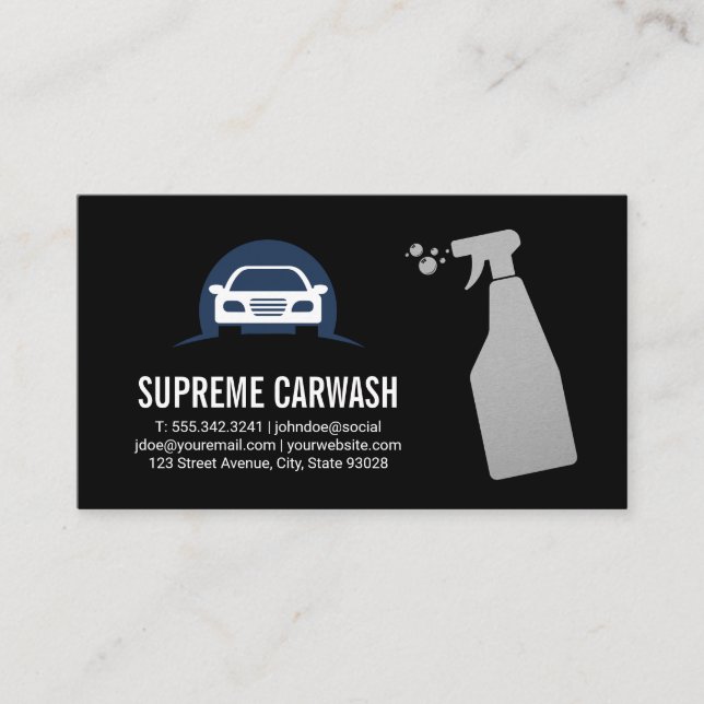 Car Wash | Spray Bottle   Business Card (Front)