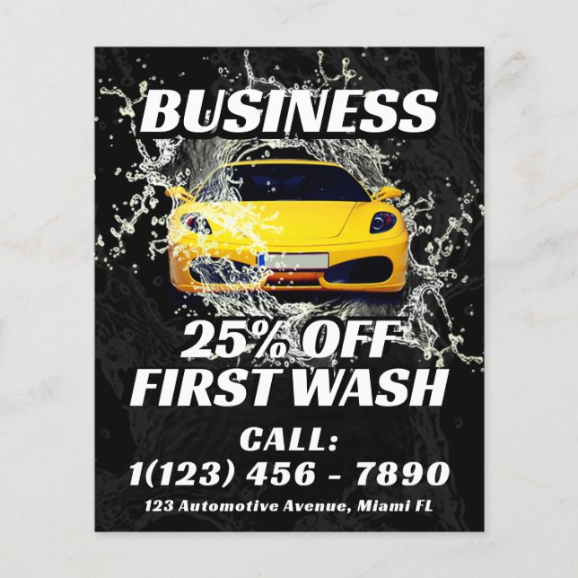 Car wash water splash Flyer (Front)
