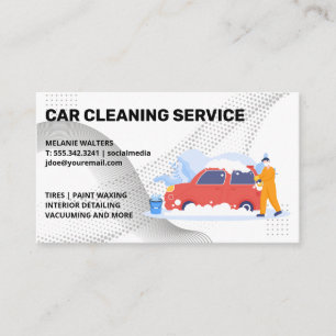 Car Washer Cleaning Soap Bubbles Business Card