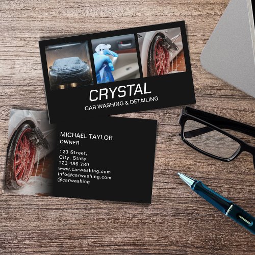Car Washing and Auto Detailing Three Photos Business Card