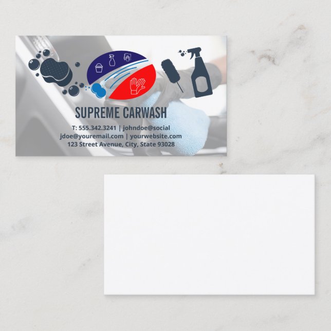 Car Washing and Detailing | Interior Cleans Business Card (Front/Back)