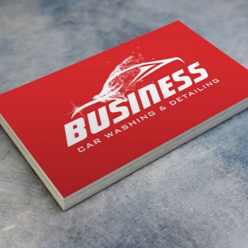 Car Washing Auto Detailing Automotive Modern Red Business Card