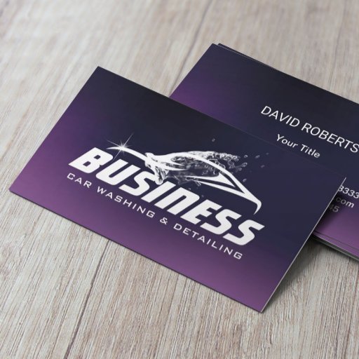 Customizable Car Washing Auto Detailing Automotive Purple Business Card