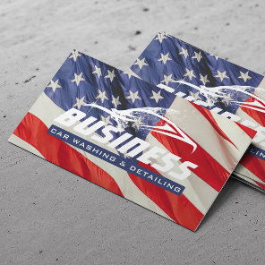 Car Washing Auto Detailing Automotive US Flag Business Card