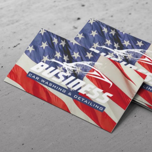 Customizable Car Washing Auto Detailing Automotive US Flag Business Card