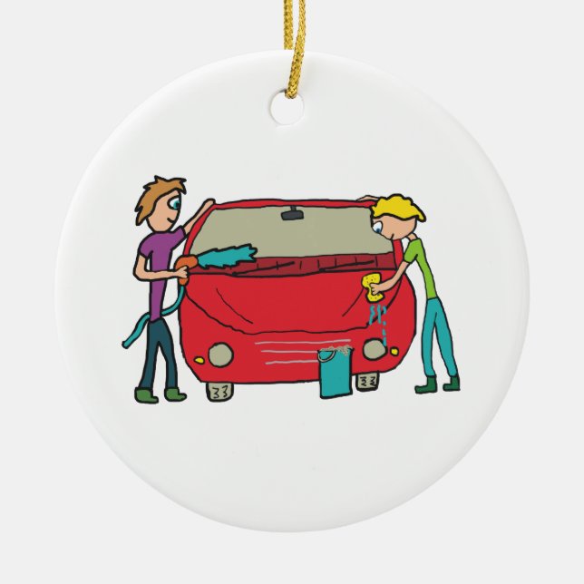 Car Washing Ceramic Ornament (Front)