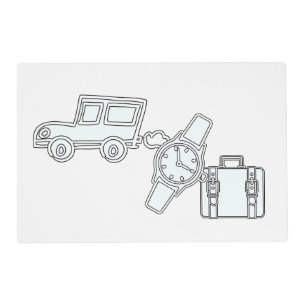Car Watch Briefcase Kids Coloring Placemat