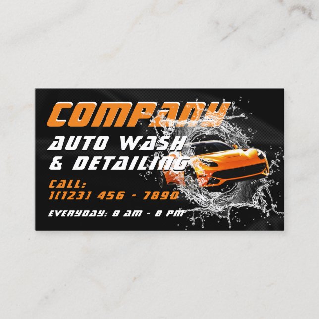 Car water splash modern automotive  business card (Front)