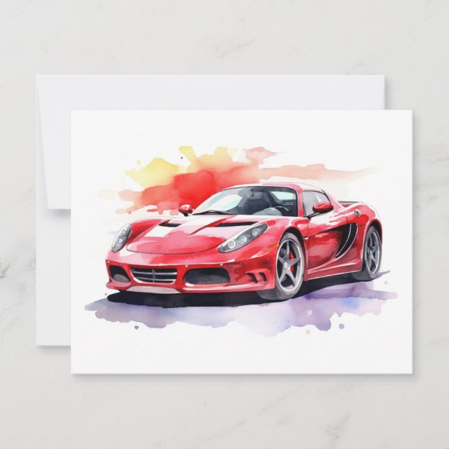 Car watercolor note card (Front)