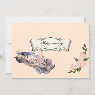Car wedding Navy Floral Bridal Shower &Recipe All  Invitation