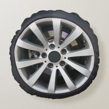 Car Wheel And Tire Round Pillow by StarStruckDezigns at Zazzle