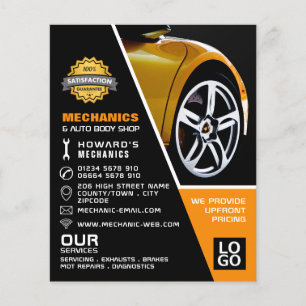 Car Wheel, Auto Mechanic & Repairs Advertising Flyer