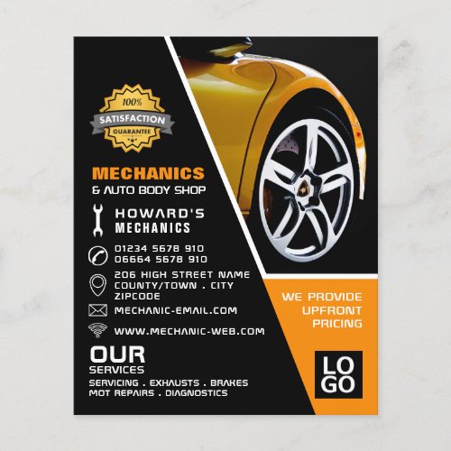 Car Wheel Auto Mechanic  Repairs Advertising Flyer