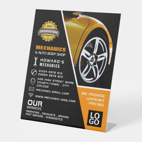 Car Wheel Auto Mechanic  Repairs Advertising Pedestal Sign