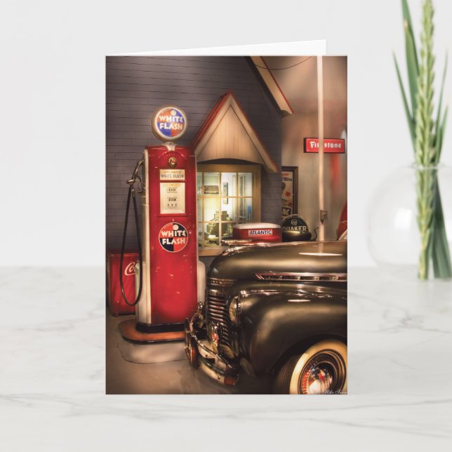 Car - White Flash Gasoline Holiday Card (Front)