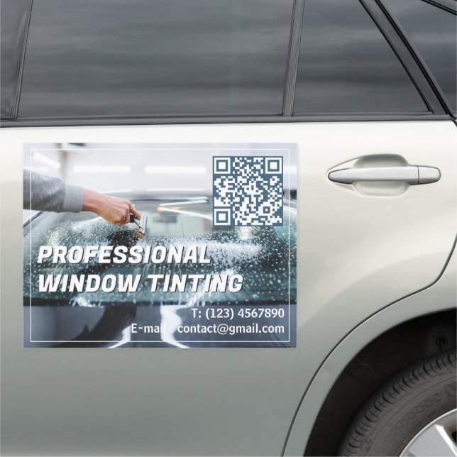 Car Window Tinting Custom QR Business Magnet (In Situ)
