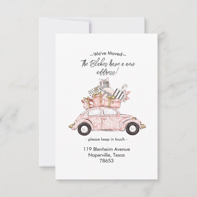 Car with Boxes We've Moved Invitation (Front)