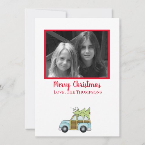 Car with Christmas Tree Holiday Card