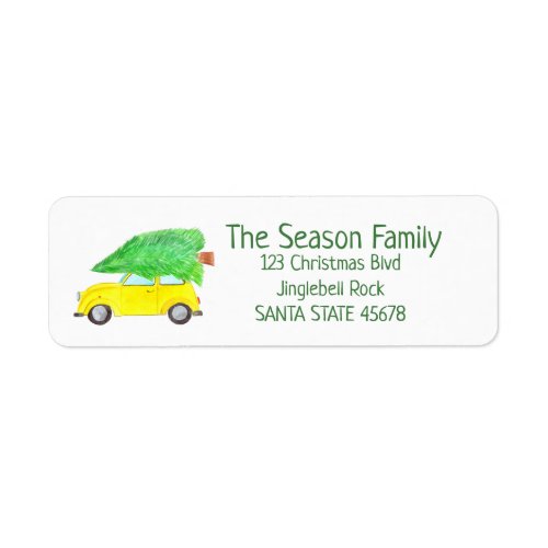 Car with Christmas tree Label