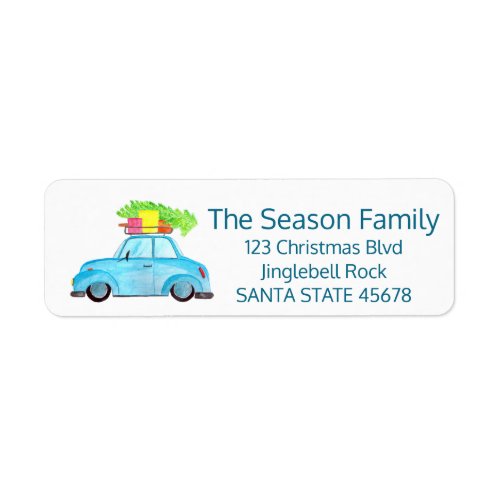 Car with Christmas tree Label