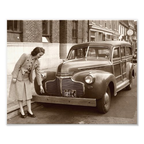 Car with Wooden Bumper WWII Photo Print