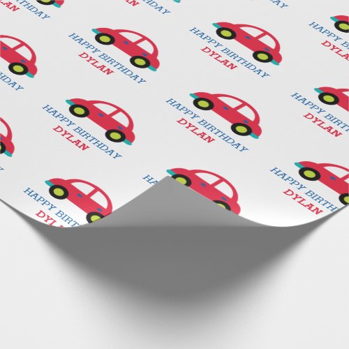 Car Wrapping Paper Boy Birthday Personalized