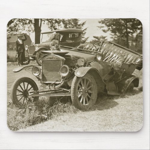 Car Wreck Marine City MI July 1930s _ Vintage Mouse Pad