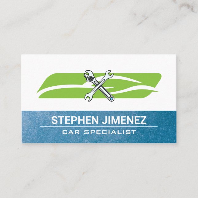 Car Wrench Logo | Mechanic Auto Repair Services Business Card (Front)
