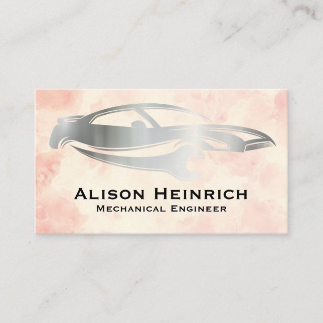 Car Wrench Logo | Watercolor Business Card (Front)