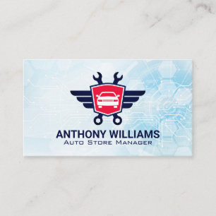 Car Wrenches Futuristic Background Business Card