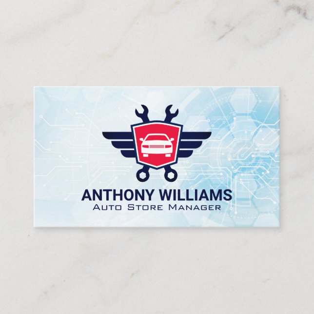 Car Wrenches | Futuristic Background Business Card (Front)