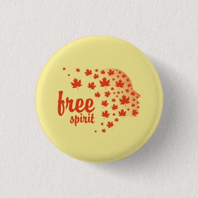 Cara del espíritu libre, otoño button (Front)