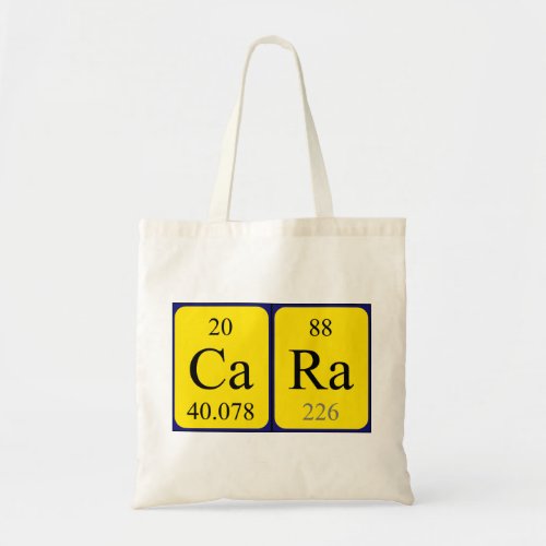 Cara periodic table name tote bag
