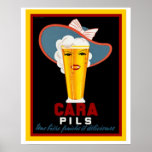 Cara Pils Vintage Beer Ad Poster 16 x 20<br><div class="desc">Cara Pils Vintage French Beer Advertisement. Measures 16 x 20</div>