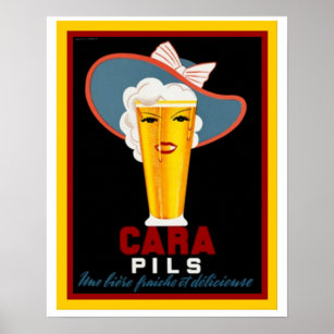 Cara Pils Vintage Beer Ad Poster 16 x 20