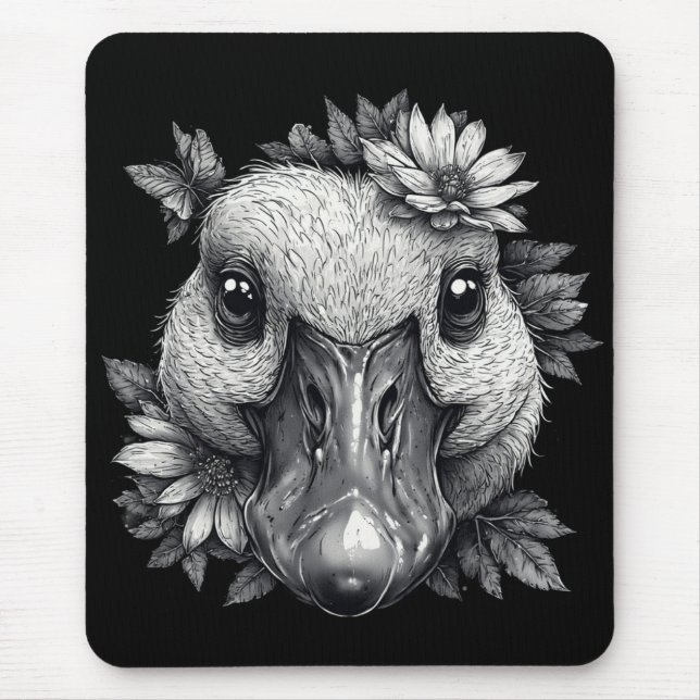 "Cara the Goose" Floral Mouse Pad (Front)