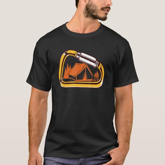 Carabiner Camping Campfire Rock Climbing T-Shirt (Front)