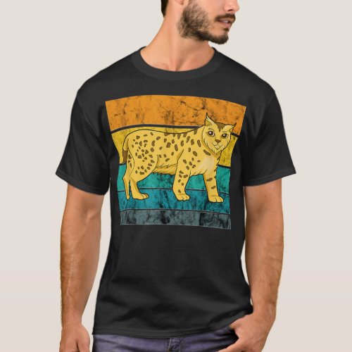 Caracal Cat Retro Vintage Wild Cat Lynx Strong Leg T_Shirt