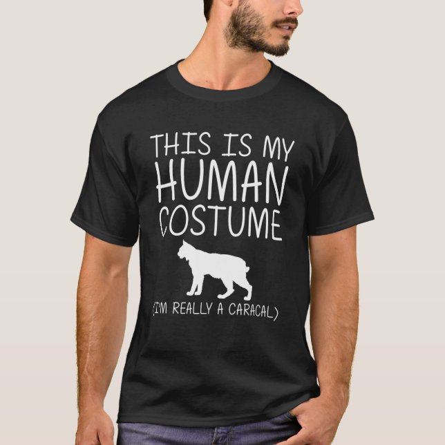 Caracal Easy Halloween Human Costume Cat Kitty DIY T-Shirt (Front)