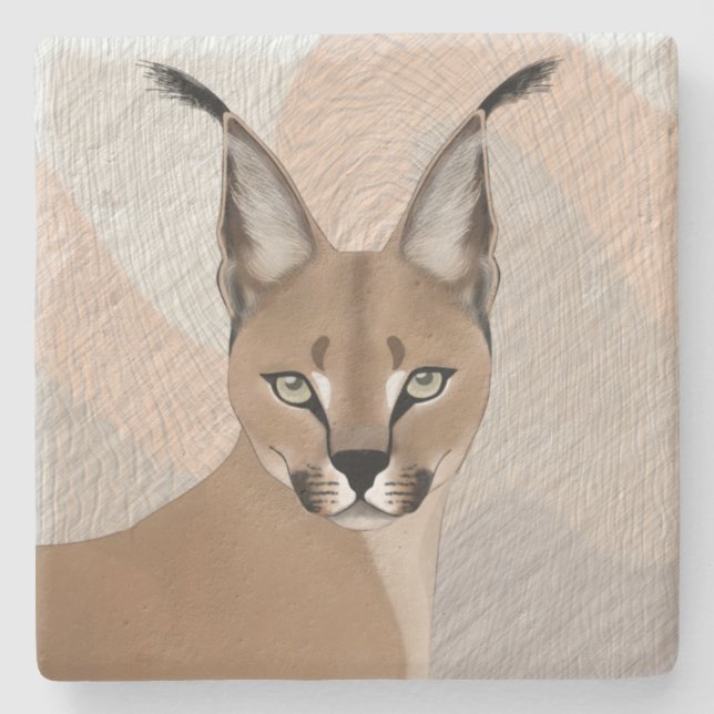 Caracal Stone Coaster (Front)