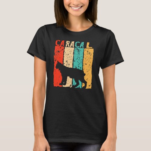 Caracal Sunset Lynx Wild Retro Vintage Cat T_Shirt