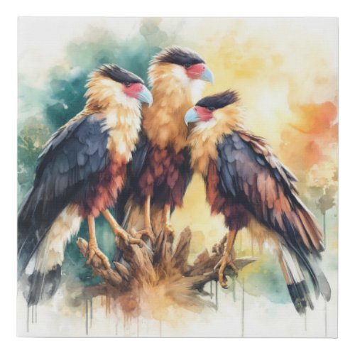 Caracaras interaction in natural habitat 020624ARE Faux Canvas Print