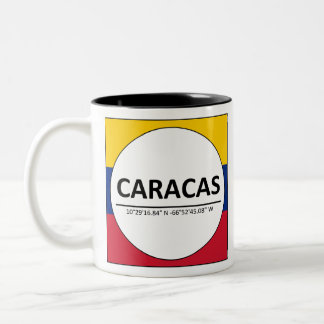 Caracas Coordinates Venezualian Flag Two-Tone Coffee Mug