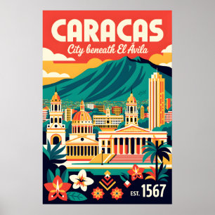 Caracas Venezuela Retro Vintage Travel  Poster