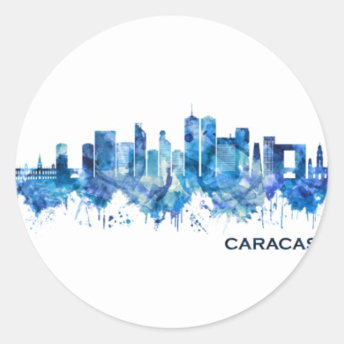 Caracas Venezuela Skyline Blue Classic Round Sticker