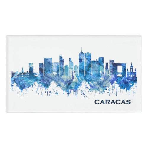 Caracas Venezuela Skyline Blue Name Tag