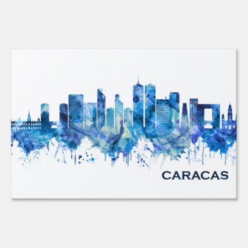 Caracas Venezuela Skyline Blue Sign