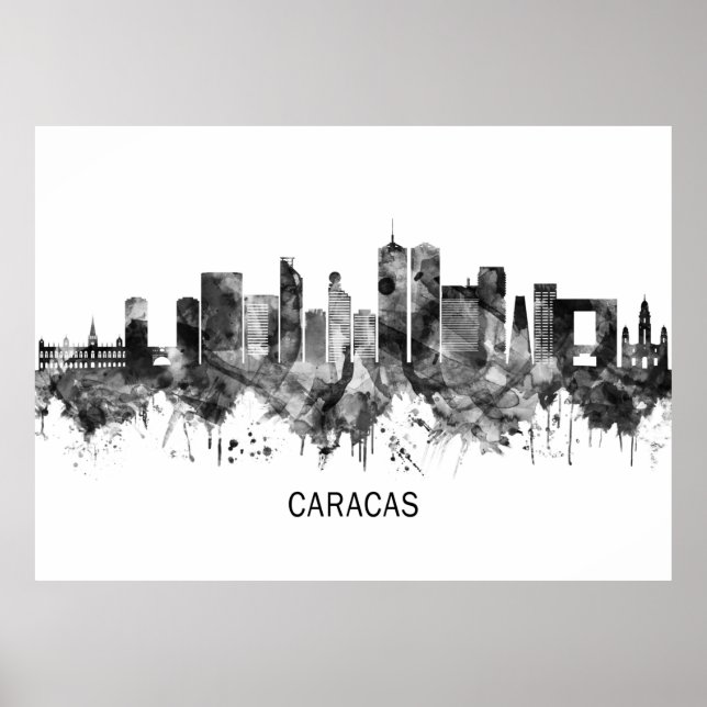 Caracas Venezuela Skyline BW Poster (Front)