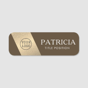 Carafe Dark Brown & Golden Glitter Shimmering Logo Name Tag