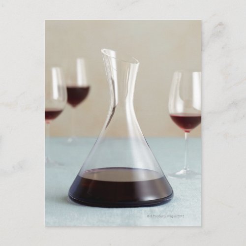 Carafe of red wine postcard